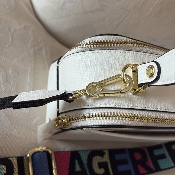 NWT Karl Lagerfeld Simone Lunchbox Double zip Crossbody Bag pebble white leather - Picture 6 of 17